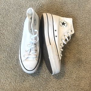 Size 9, white platform Converse